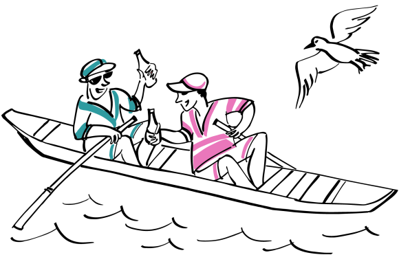 Two teenagers on a boat