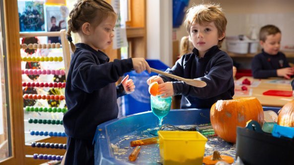 Messy play at Berkhamsted School's day nursery