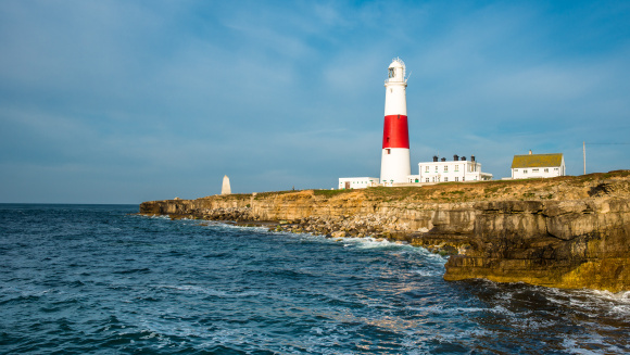 Lighthouse at Portland Bill on the Isle of Portland near Weymouth on Dorset's Jurassic Coast. England. UK.