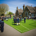 Playground and astroturf at breaktime at Dulwich Hamlet Junior School