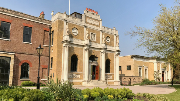 The front of Pitzhanger Manor, as viewed from Ealing Green