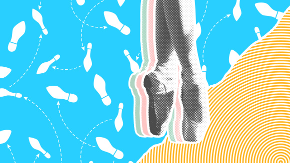 Pop art representation of ballerina's feet en pointe