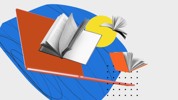 Exams, with flying books and a laptop