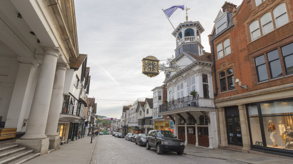 Photograph showing the Guildhall in Guildford Town Centre, Surrey