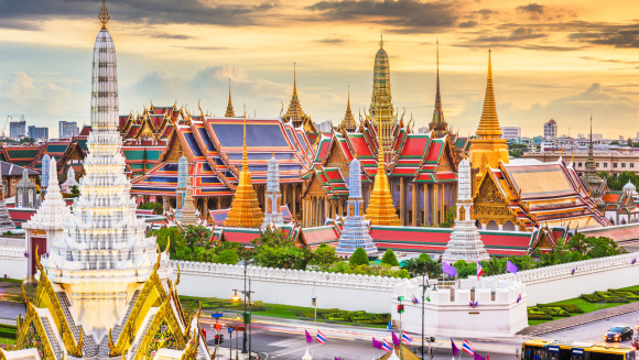 Bangkok, Thailand at the Temple of the Emerald Buddha and Grand Palace