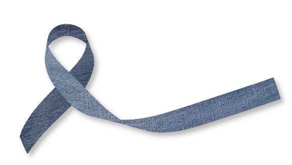 Blue jeans denim ribbon on white background
