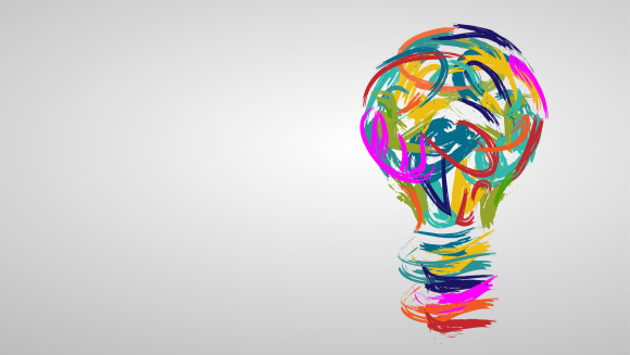 A lightbulb painted in watercolour