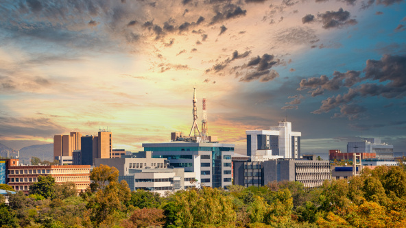 Aerial panorama of Gaborone city Botswana