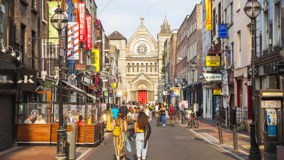 Sunny Grafton street in Dublin, Ireland