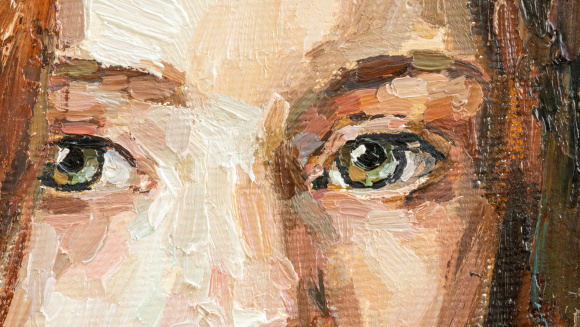 Oil painting of a girl's eyes