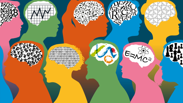 People with different talents in a range of colours