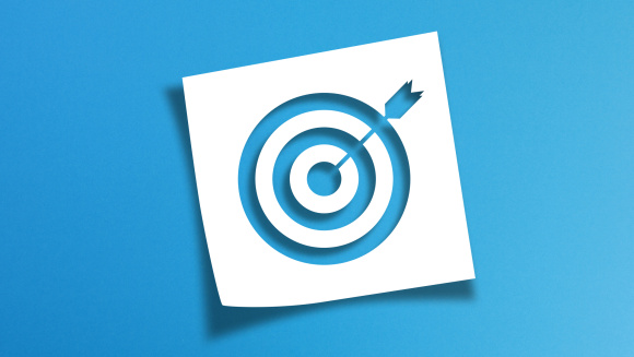 A white target on a blue background