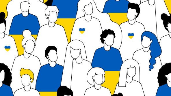 People supporting Ukrainian refugees