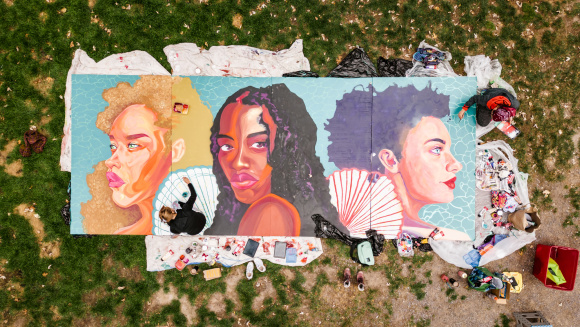 A piece of art created by students