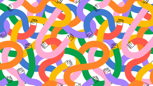 Lots of arms and hands interwoven with each other