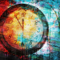 A clock on grunge background