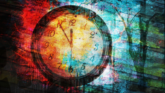 A clock on grunge background