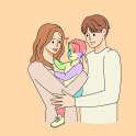 Parents hugging a small boy with autism