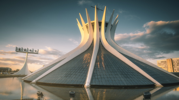 Metropolitan Cathedral of Bras&iacute;lia at sunset