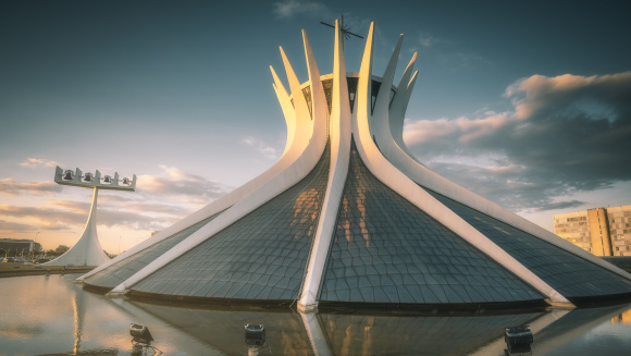 Metropolitan Cathedral of Bras&iacute;lia at sunset