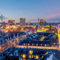 Copenhagen, Denmark downtown city skyline at night
