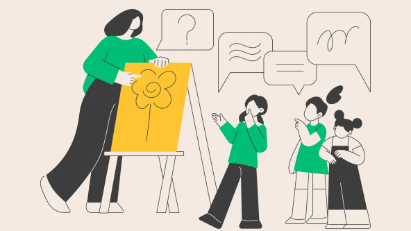 A teacher with a group of children