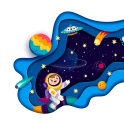 An illustration of a child in space