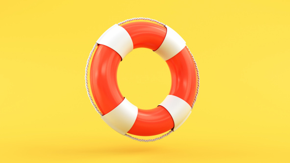 A life buoy on a yellow background