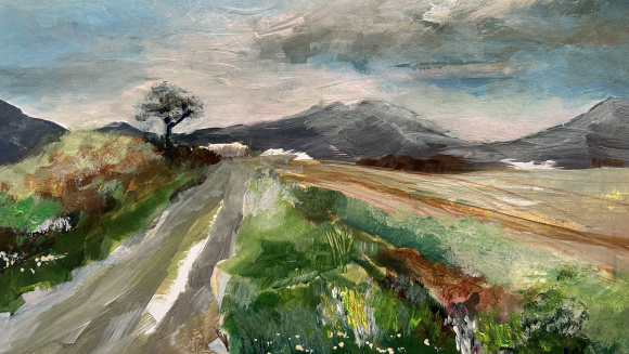 An oil painting of the landscape in Northern Ireland
