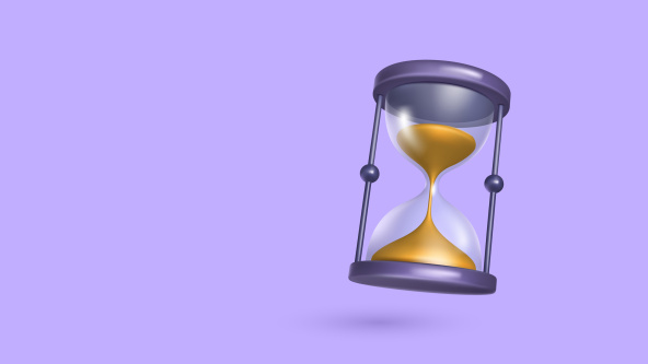 An egg timer on a purple background