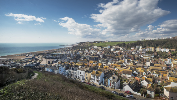 A view of Hastings Old Town, East Sussex, from East Hill