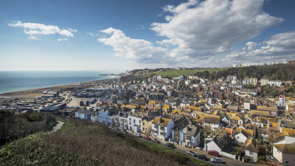 A view of Hastings Old Town, East Sussex, from East Hill