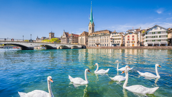 Historic city of Zurich with river Limmat, Switzerland