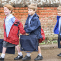 Primary school children on their way to school