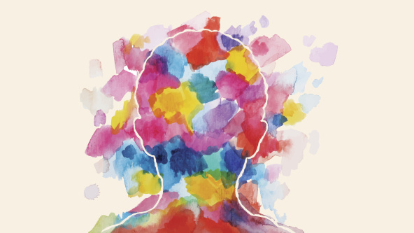 And illustration showing the outline of a child's head coloured in with watercolour blotches