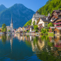 Hallstatt mountain village in the Alps, Salzkammergut, Austria
