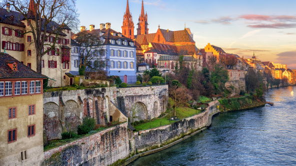 Old town of Basel with Munster cathedral, Switzerland