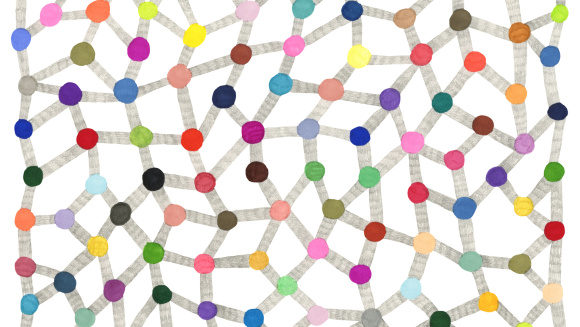 Decorative abstract background pattern of multi coloured dot to dot