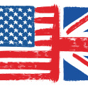 A sketch of a US flag and a British flag meeting in the middle