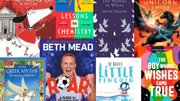 A collage of various childrens books recommended in the article