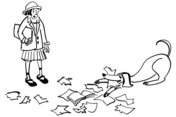 A child dismayed that the dog ate her homework