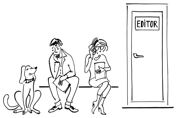 Applicants waiting outside the editor's office door