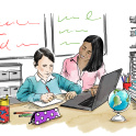A SENco helping a child at school