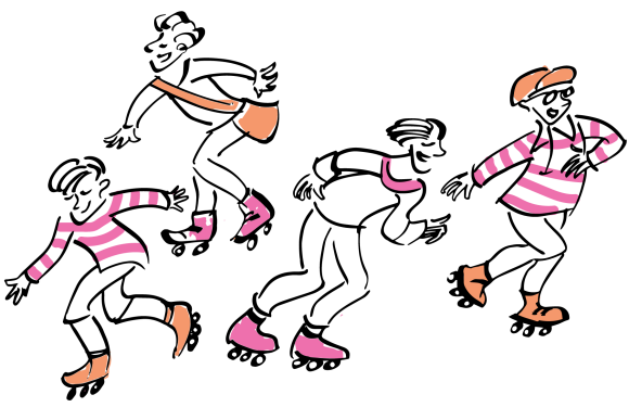 Children rollerskating