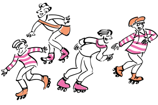 Children rollerskating
