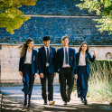 Male and female pupils at Stamford School walking together