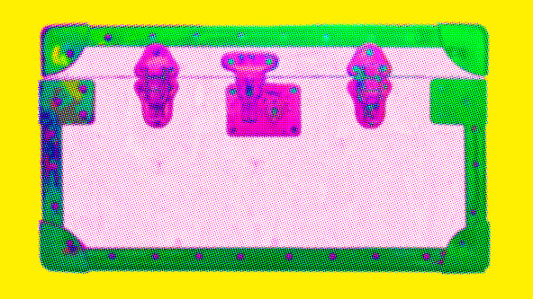 A traditional boarding school tuckbox in a pop-art style