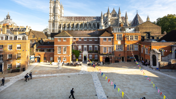 Westminster School, the view of the school yard from Grant's boarding house