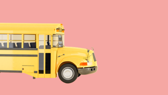 A yellow American school bus