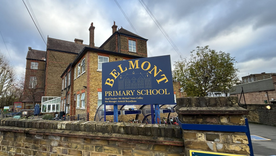The school sign of Belmont Primary School
